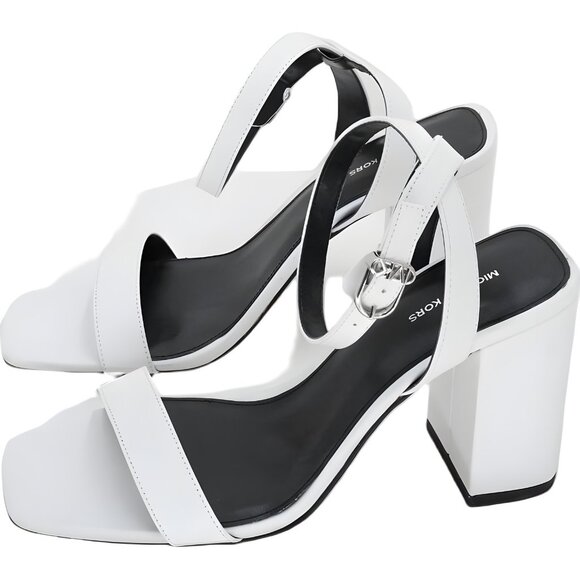 Michael Kors Merriam ankle-strap block heel sandals Optic White US 9M - Picture 2 of 6